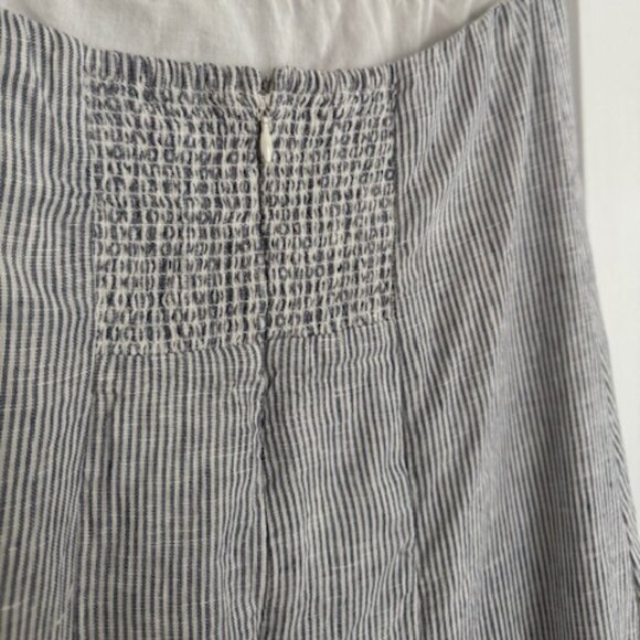 (Quince) 100% European Linen Strapless Maxi Dress - Blue Pinstripe - Picture 10 of 11